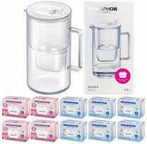 Vandens filtravimo indas, su kasetėmis Aquaphor Glass Maxfor, 2.5 l, skaidri sp./balta sp.
