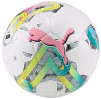Futbolo kamuolys Puma Orbita 4 HYB FIFA Basic 83778 01, 5 dydis, balta sp./žalia sp./rožinė sp.