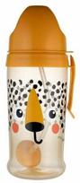 Gertuvė su silikoniniu šiaudeliu Canpol Babies BabiesBoo Cheetah, 270 ml, 18 mėn., plastikas, oranžinė sp.