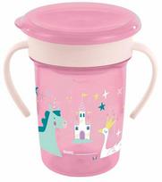 Vaikiškas puodelis Miniland Sippy Fantasy, 260 ml, 6+ mėn., plastikas, rožinė sp.