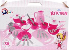 Žaisliniai virtuvės reikmenys, indų rinkinys Technok Kitchen 3275, rožinė sp.