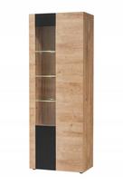 Vitrina ASM Aron, ąžuolo sp./juoda sp., 70 cm x 40 cm x 190 cm