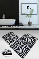Vonios kilimėlių rinkinys Foutastic Striped 359CHL4465, balta sp./juoda sp., 100 cm x 60 cm