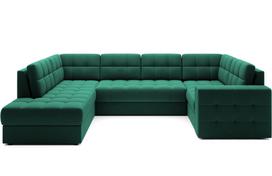 Kampinė sofa - lova Blewett Lukso, žalia sp., kairinė, 299 x 198 cm x 82 cm