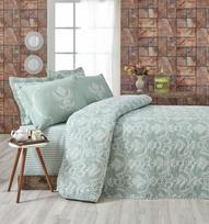 Lovatiesė Mijolnir Single Set Pure, balta sp./žalia sp., 220 cm x 160 cm