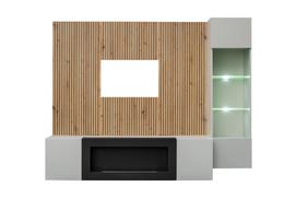 Sekcija ASM Xari L-K, pilka sp./artisan oak, 200 cm x 40 cm x 158 cm
