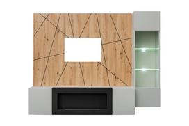 Sekcija ASM Xari G-K, pilka sp./artisan oak, 200 cm x 40 cm x 158 cm