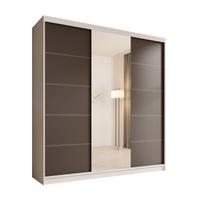 Spinta ADRK Sonic, balta sp./juoda sp., 200 cm x 58 cm x 215 cm, su veidrodžiu