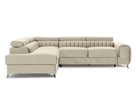 Kampinė sofa - lova Laurence Monolith, smėlio sp., kairinė, 278 x 278 cm x 92 cm