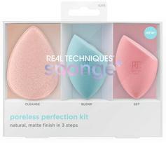 Makiažo kempinėlė Real Techniques Poreless Perfection Kit, 3 vnt., mėlyna sp.
