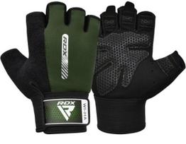 Treniruočių pirštinės RDX W1 Half, juoda sp./žalia sp., M