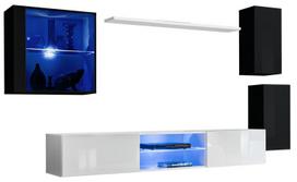 Sekcija ASM Switch XXIII, balta sp./juoda sp., 250 cm x 40 cm x 140 cm