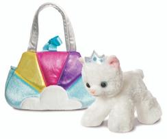 Pliušinis žaislas Aurora Princess Cat In Bag 200627C, balta sp./įvairių spalvų, 20 cm