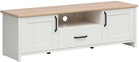 TV staliukas Loksa, balta sp./pušies sp, 16 cm x 44 cm x 50.5 cm