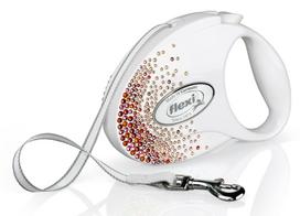 Automatinis pavadėlis Flexi Glam Splash 2229, balta sp./oranžinė sp./rožinė sp., M 5m