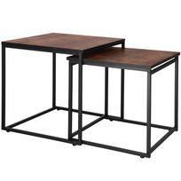Kavos staliukų komplektas Springos, ruda sp./juoda sp., 45 - 50 cm x 50 cm x 46.5 - 51.5 cm, 2 vnt.