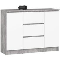 Komoda Akord Furniture Factory K100, balta sp./pilka sp., 76 cm x 35 cm x 101 cm