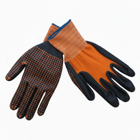 Pirštinės gumuotos Haushalt, juoda sp./oranžinė sp., XL
