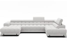 Kampinė sofa - lova Feraria Royal 01, balta sp., dešininė, 202 x 358 cm x 93 cm