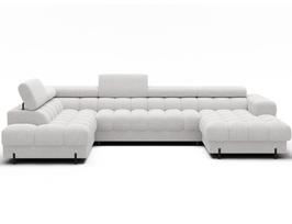 Kampinė sofa - lova Feraria Royal 01, balta sp., kairinė, 202 x 358 cm x 93 cm