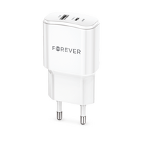 Telefono įkroviklis Forever TC-01-20AC, USB/USB Type-C, balta sp.
