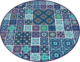 Vonios grindų kilimėlis Foutastic Carres Bleus 359CHL4861, įvairių spalvų, 140 cm x 140 cm, Ø 140 cm