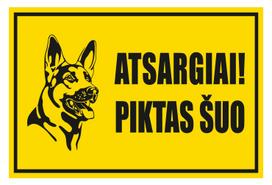 Lipdukas atsargiai piktas šuo 180x120mm