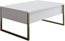 Kavos staliukas Kalune Design Luxe, aukso sp./balta sp., 60 cm x 90 cm x 40 cm