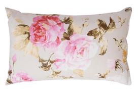 Dekoratyvinė pagalvėlė Home4you Roses, balta sp./žalia sp./rožinė sp., 32 cm x 50 cm