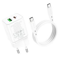 Telefono įkroviklis Borofone BN7 Type-C 20W/USB-A 18W PD20W+QC3.0 + Type-C, 100 cm, 20 W