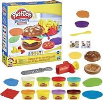 Plastilino rinkinys, su priedais Hasbro Play-Doh Kitchen Creations Burgers Fries, įvairių spalvų