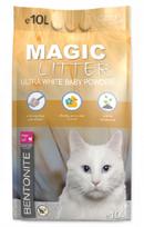 Kačių kraikas Magic Litter Bentonite Ultra White Baby Powder, organinis (sušokantis), 10 l