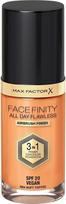 Skystas makiažo pagrindas Max Factor All Day Flawless 3 in 1 Facefinity, SPF 20, n84 soft toffee, 30 ml