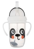Gertuvė su silikoniniu šiaudeliu Canpol Babies BabiesBoo Panda, 270 ml, 6+ mėn., plastikas, balta sp./juoda sp.