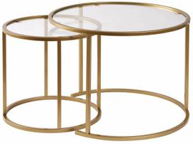 Kavos staliukas Nordure Aurum, skaidri sp./aukso sp., 42 - 60 cm x 60 cm x 39 - 43 cm, 2 vnt.