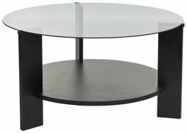 Kavos staliukas Nordure Clara, skaidri sp./juoda sp., 75 cm x 75 cm x 40 cm