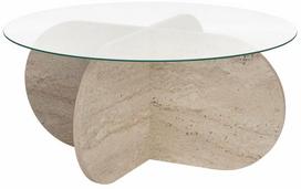 Kavos staliukas Nordure Aeris, skaidri sp./rusva sp., 75 cm x 75 cm x 35 cm