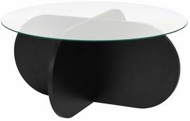 Kavos staliukas Nordure Aeris, skaidri sp./juoda sp., 75 cm x 75 cm x 35 cm