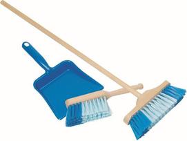 Namų ruošos žaislas, grindų šluota Goki Broom & Brush & Dustpan Set, mėlyna sp./ruda sp.