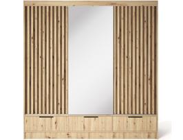 Spinta Voodi III, ąžuolo sp., 60 cm x 180 cm x 204 cm, su veidrodžiu