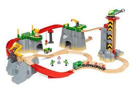 Žaislinis traukinys su bėgiais Brio World Cargo Mountain, įvairių spalvų