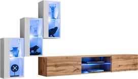 Sekcija ASM Switch XXII, ąžuolo sp./balta sp./šviesiai ruda sp., 210 cm x 120 cm x 40 cm, 4 vnt.