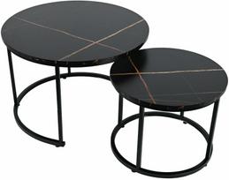 Kavos staliukų komplektas Paola Duo, juoda sp., 50 - 70 cm x 70 cm x 39 - 47 cm, 2 vnt.