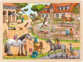 Medinė dėlionė Goki Riding School 476181, 30 cm x 40 cm, 96 vnt.