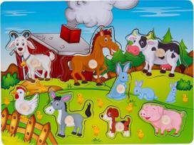 Edukacinė medinė dėlionė Smily Play Farm, 1 cm, įvairių spalvų