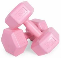 Svarmenų rinkinys ModernHome Hex Dumbbell, 2 x 4 kg, rožinė sp.