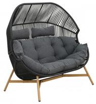 Lauko krėslas Mirpol Holand Double, juoda sp./medžio sp./ruda sp., 142 cm x 100 cm x 146 cm