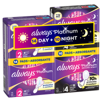Higieniniai paketai Always Platinum Day S2 & Night S4, Super/Secure Night, 24 vnt.