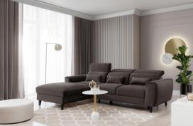 Kampinė sofa Foble Velvetmat 22, tamsiai ruda sp., kairinė, 196 x 267 cm x 100 cm