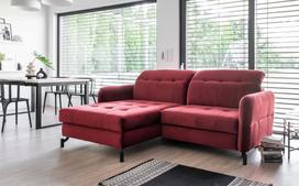 Kampinė sofa Lorelle Rivera 59, raudona sp., kairinė, 160 x 225 cm x 105 cm